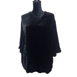 J. Jill Black Velvet Silk Tunic Top Blouse